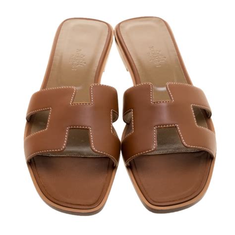 Hermes brown leather sandals